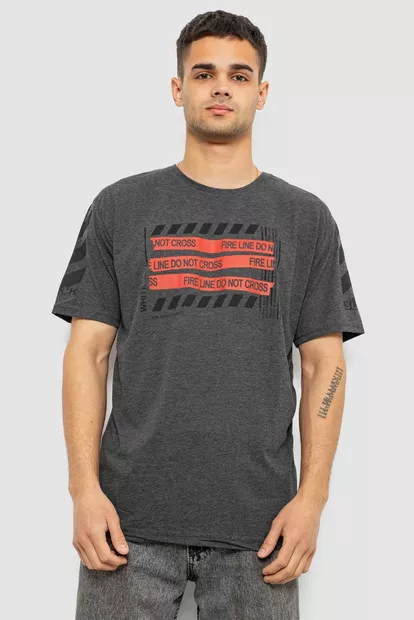 Футболка чоловіча з принтом, колір сірий, 244R2530