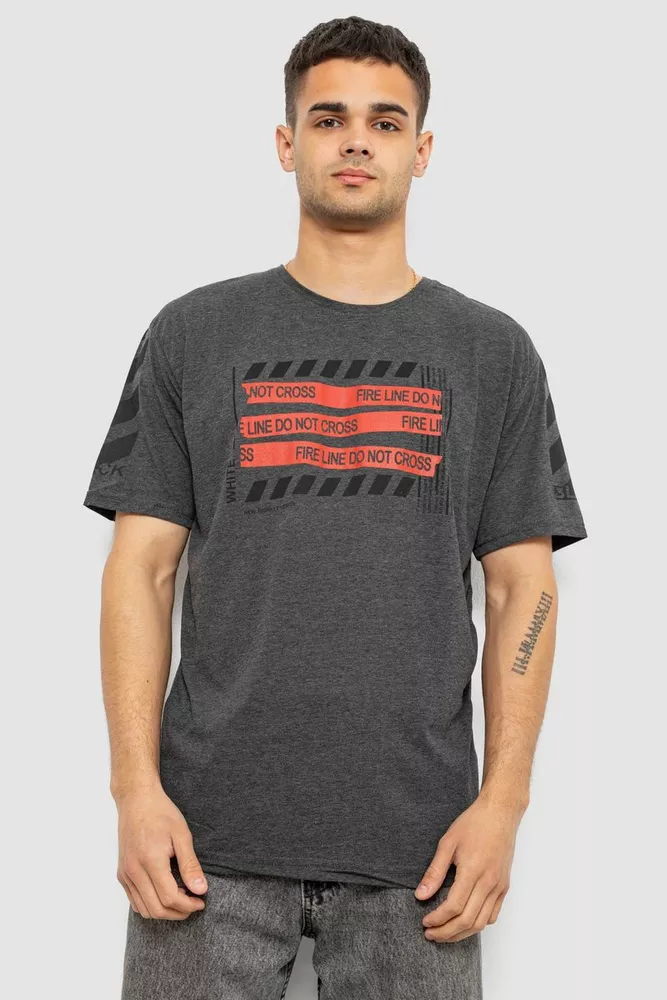 Купить Футболка мужская с принтом, цвет серый, 244R2530 - Фото №1