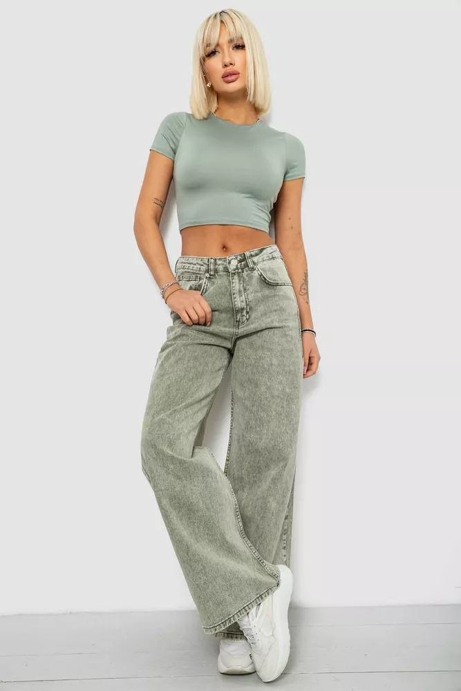 Купить Джинсы женские однотонные Wide leg, цвет серый, 244R1908S21 - Фото №2