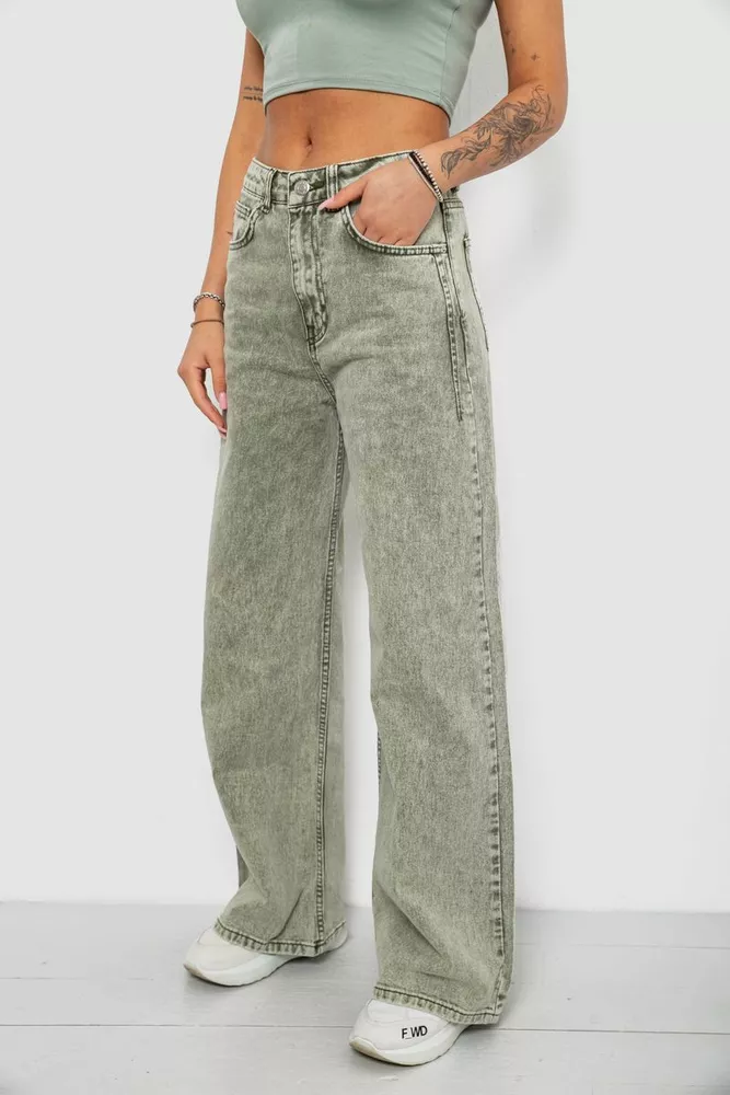 Купить Джинсы женские однотонные Wide leg, цвет серый, 244R1908S21 - Фото №3