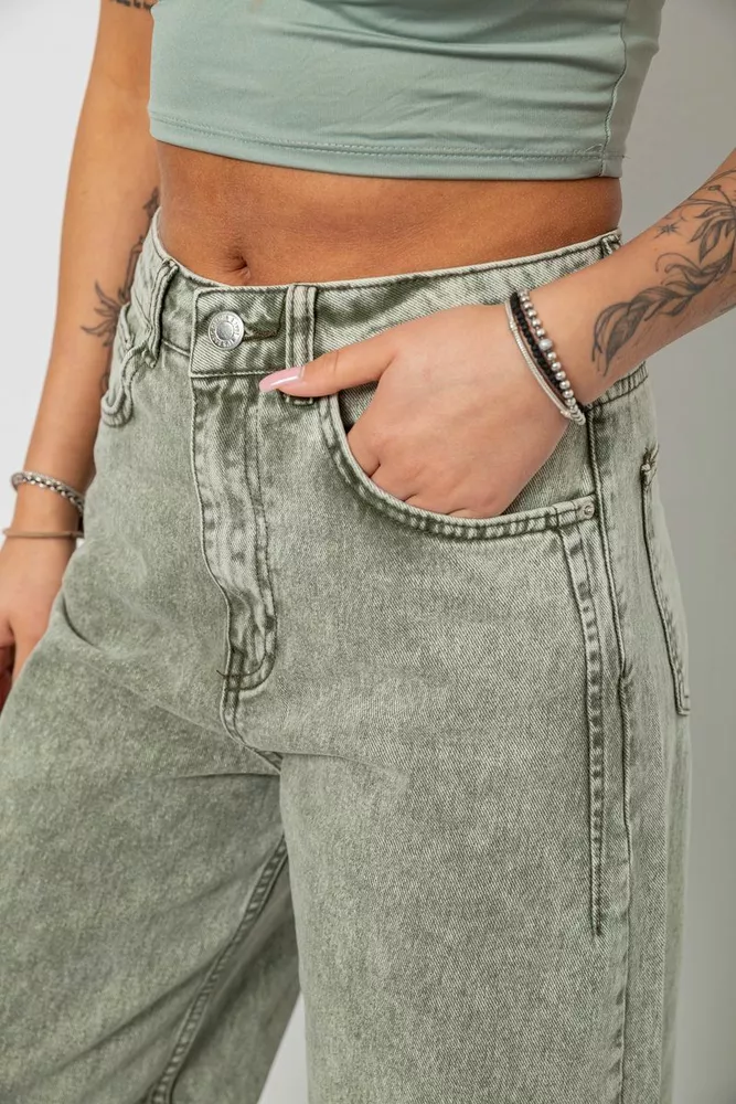 Купить Джинсы женские однотонные Wide leg, цвет серый, 244R1908S21 - Фото №5