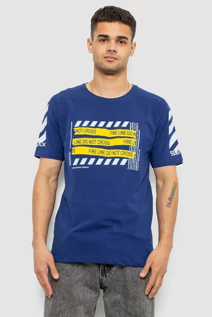 Футболка чоловіча з принтом, колір синій, 244R2530