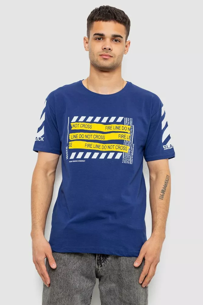 Купить Футболка мужская с принтом, цвет синий, 244R2530 - Фото №1