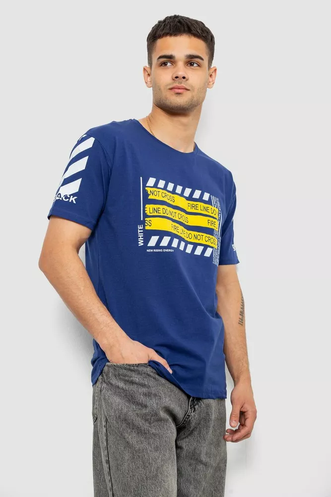 Купить Футболка мужская с принтом, цвет синий, 244R2530 - Фото №3