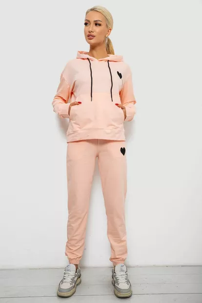 Спортивний костюм жіночий двонитка, колір персиковий, 214R1419-004