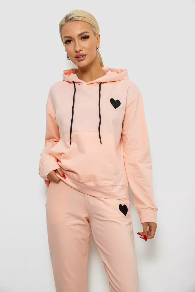 Купити Спортивний костюм жіночий двонитка, колір персиковий, 214R1419-004 оптом - Фото №2