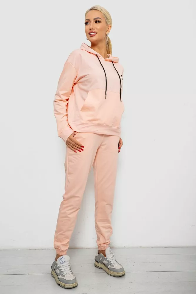 Купити Спортивний костюм жіночий двонитка, колір персиковий, 214R1419-004 оптом - Фото №3