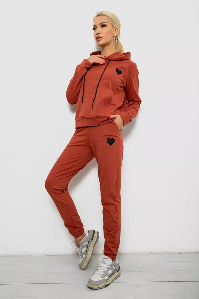Купити Спортивний костюм жіночий двонитка, колір теракотовий, 214R1419-004 оптом - Фото №3