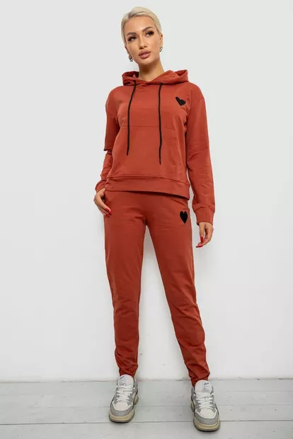 Спортивний костюм жіночий двонитка, колір теракотовий, 214R1419-004