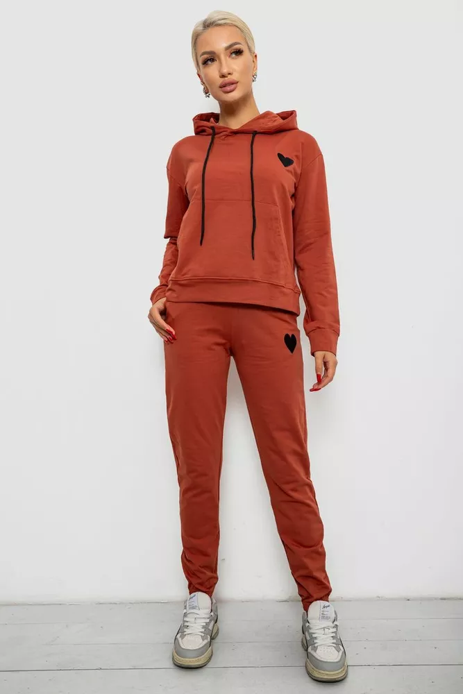 Купити Спортивний костюм жіночий двонитка, колір теракотовий, 214R1419-004 оптом - Фото №1