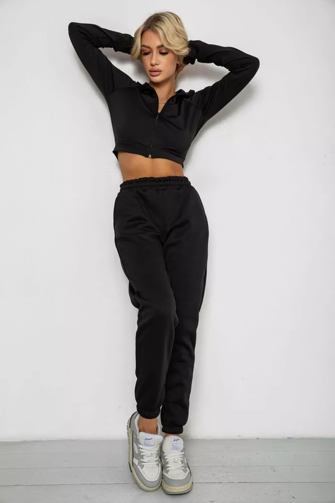 Купити Спортивні штани жіночі на флісі  -уцінка, колір чорний, 238R57012-U-1 - Фото №2