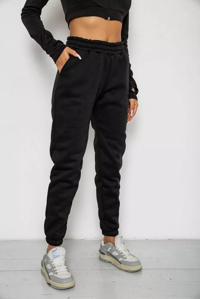 Купити Спортивні штани жіночі на флісі  -уцінка, колір чорний, 238R57012-U-1 - Фото №3