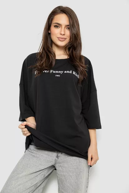 Футболка женская с принтом, цвет черный, 244R3014
