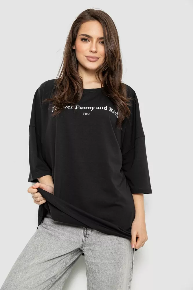 Купить Футболка женская с принтом, цвет черный, 244R3014 - Фото №1