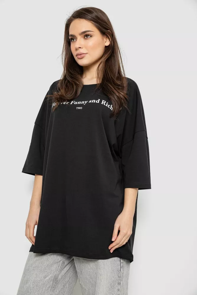 Купить Футболка женская с принтом, цвет черный, 244R3014 - Фото №3