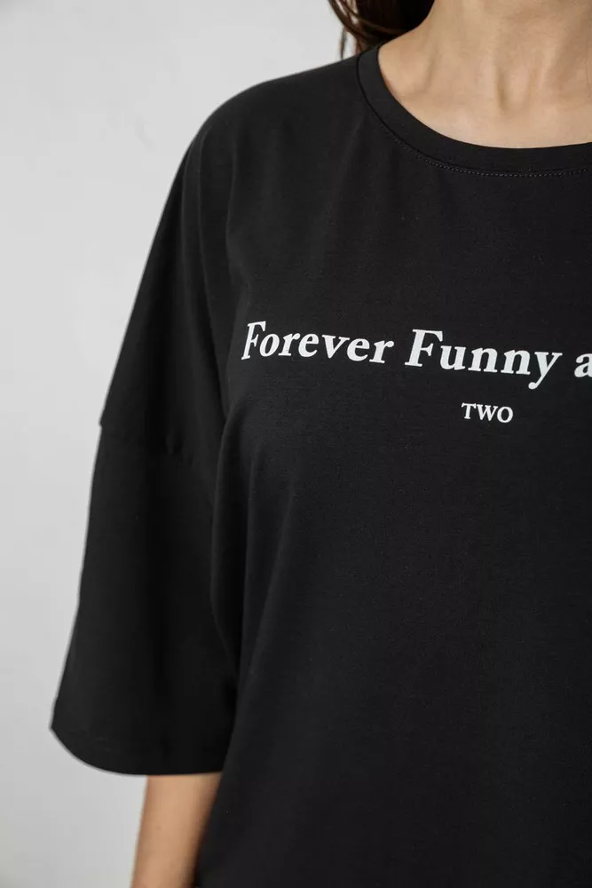 Купить Футболка женская с принтом, цвет черный, 244R3014 - Фото №5