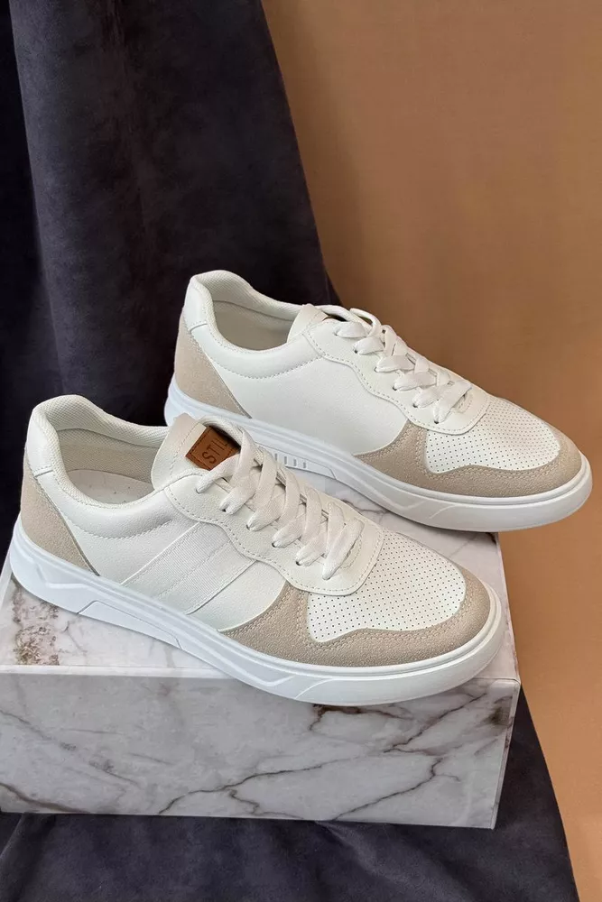 Купити Кеди чоловічі, колір біло-бежевий, 248RR121-8R - Фото №3