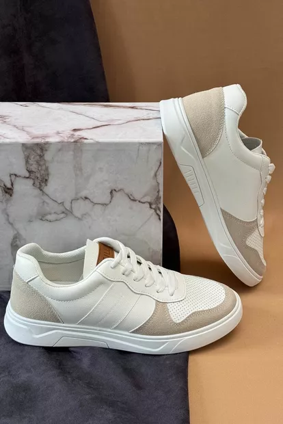 Кеди чоловічі, колір біло-бежевий, 248RR121-8R