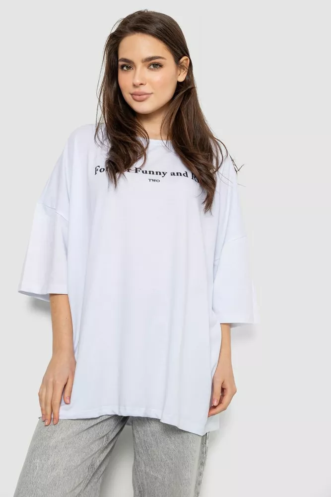 Купить Футболка женская с принтом, цвет белый, 244R3014 - Фото №1