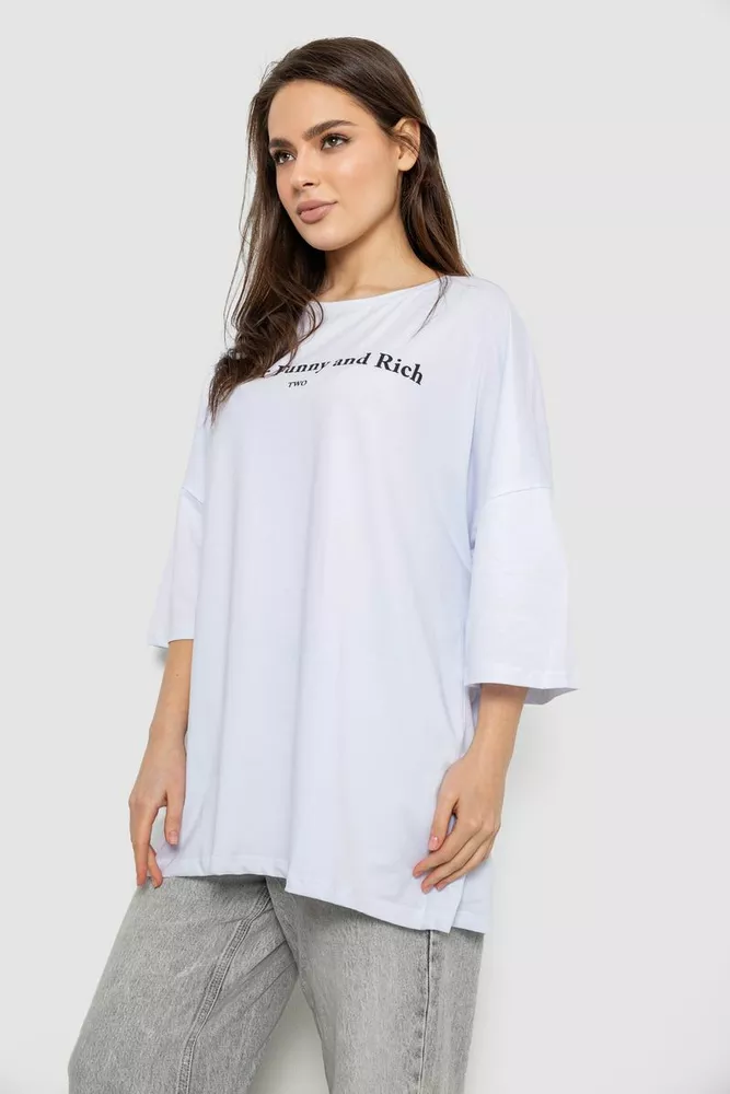 Купить Футболка женская с принтом, цвет белый, 244R3014 - Фото №3