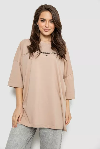 Футболка женская с принтом, цвет бежевый, 244R3014