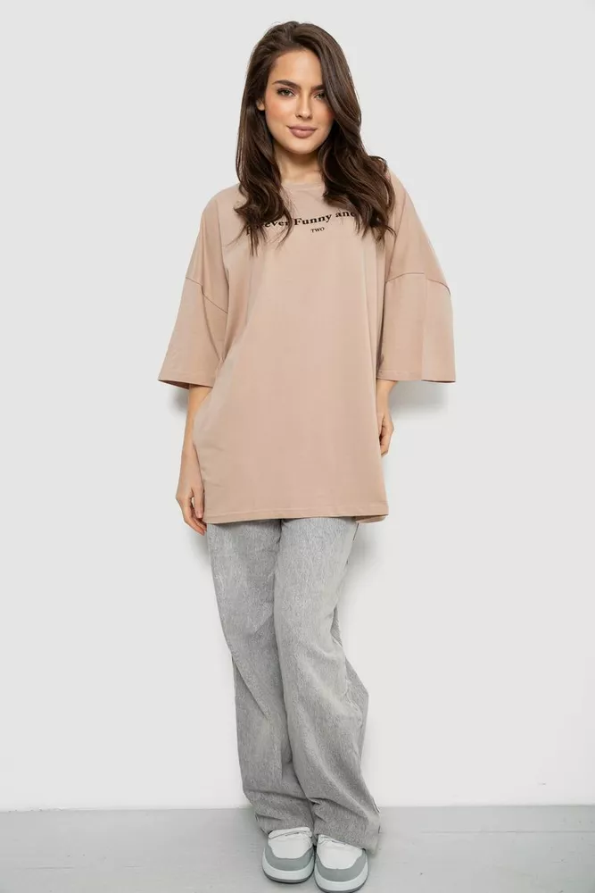 Купить Футболка женская с принтом, цвет бежевый, 244R3014 - Фото №2