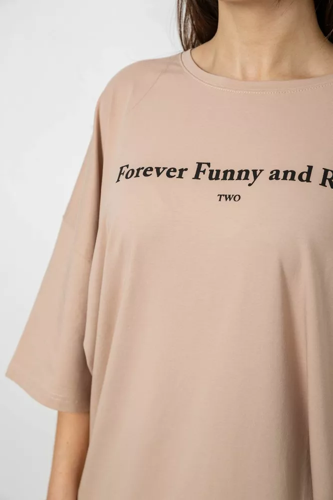 Купить Футболка женская с принтом, цвет бежевый, 244R3014 - Фото №5