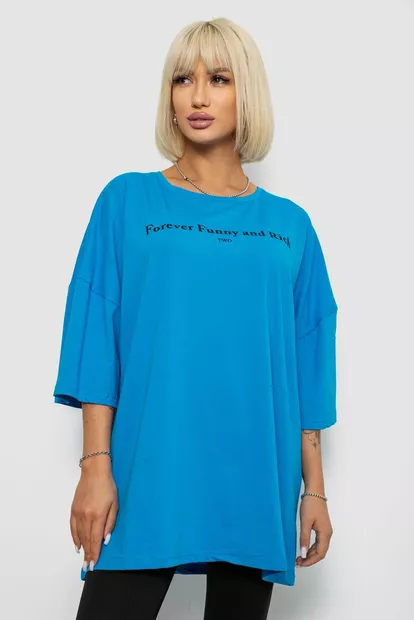 Футболка жіноча з принтом, колір блакитний, 244R3014