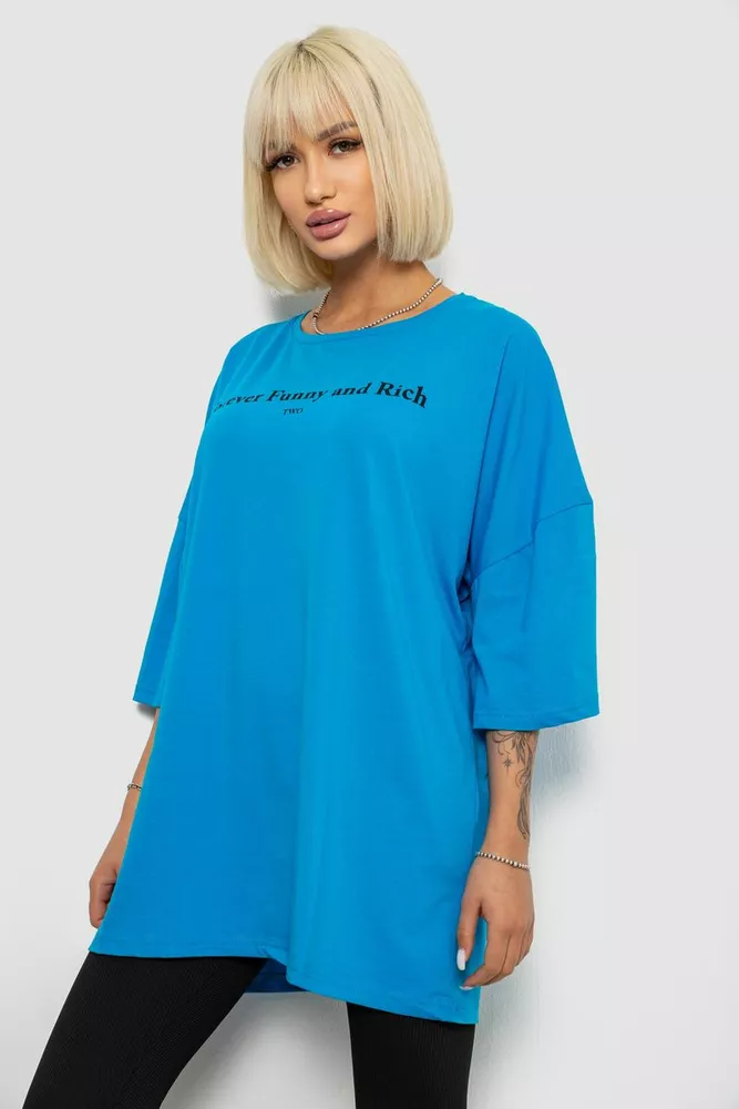 Купити Футболка жіноча з принтом, колір блакитний, 244R3014 - Фото №3