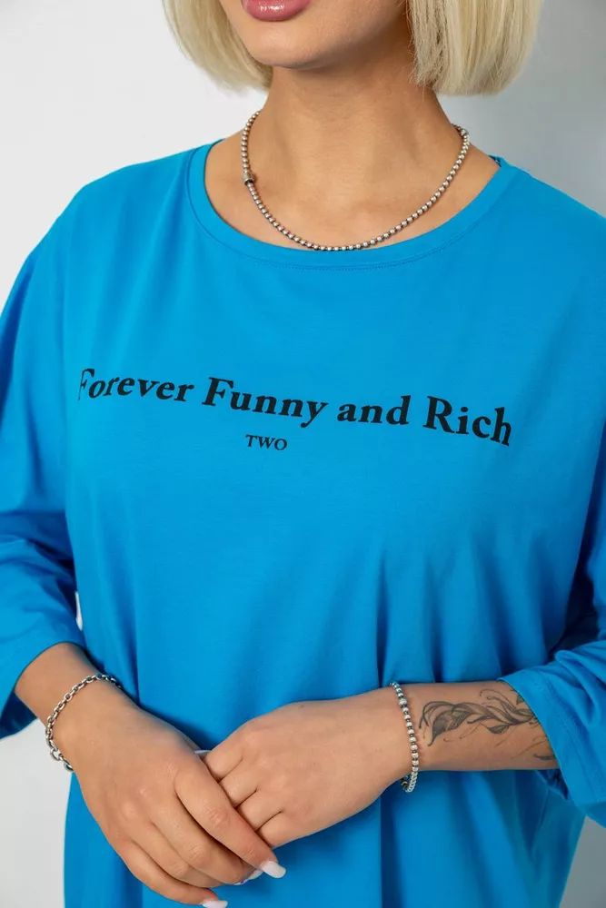 Купити Футболка жіноча з принтом, колір блакитний, 244R3014 - Фото №5