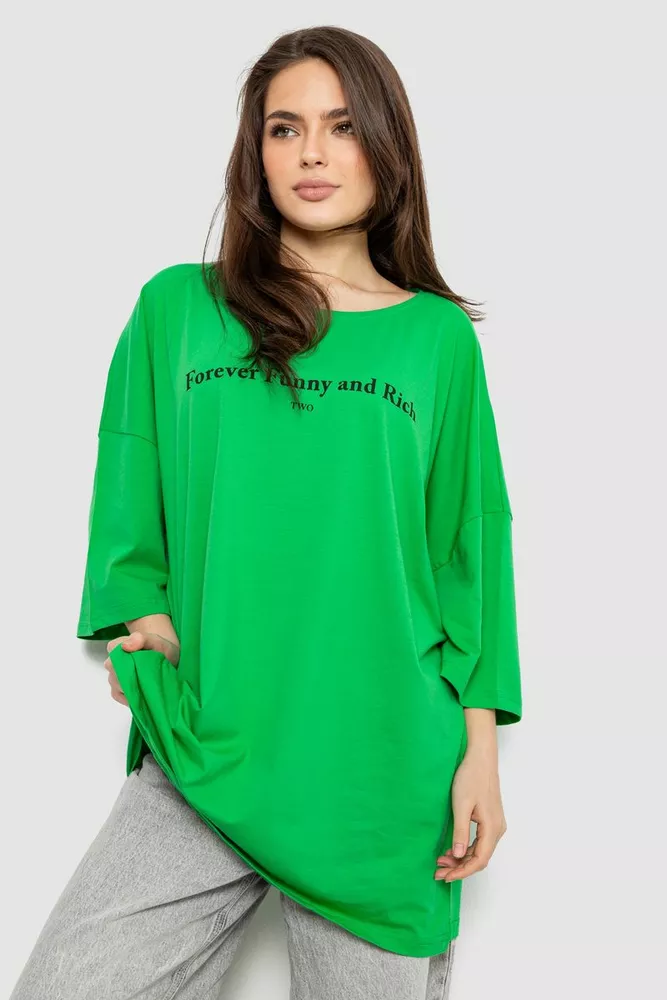 Купить Футболка женская с принтом, цвет зеленый, 244R3014 - Фото №1