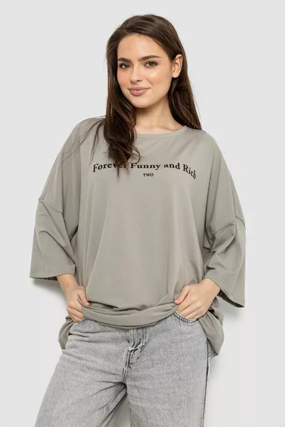 Футболка женская с принтом, цвет серый, 244R3014