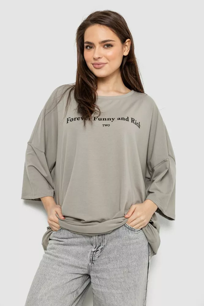 Купить Футболка женская с принтом, цвет серый, 244R3014 - Фото №1