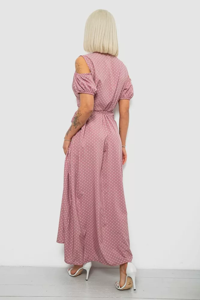 Купить Платье женское на запах в горошек софт, цвет пудровый, 257R358-3 оптом - Фото №4