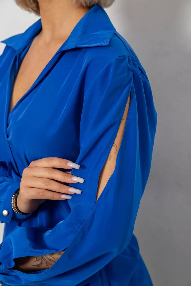 Купить Блуза однотонная, цвет электрик, 230R1162 - Фото №5