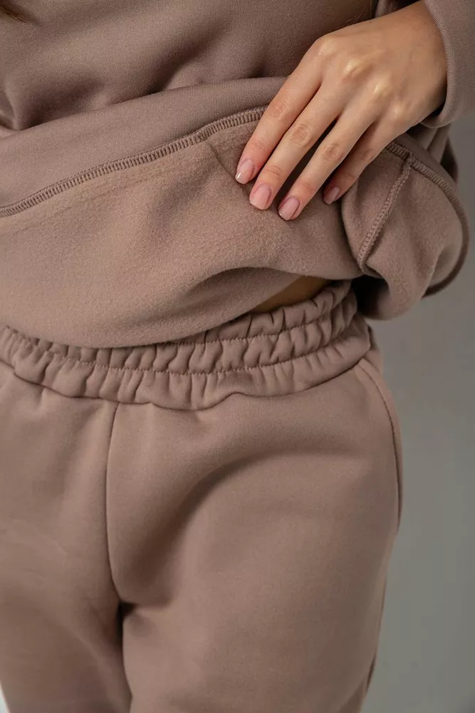 Купить Спортивный костюм женский на флисе  -уценка, цвет темно-бежевый, 257R85-U-10 - Фото №6