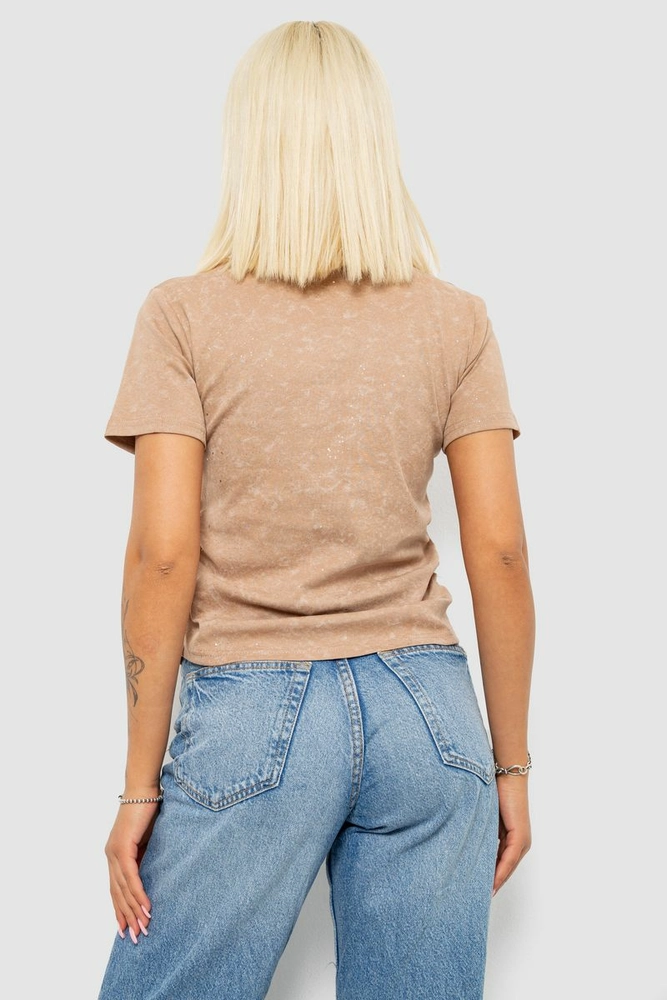 Купить Футболка женская с принтом, цвет бежевый, 221R3303 - Фото №4
