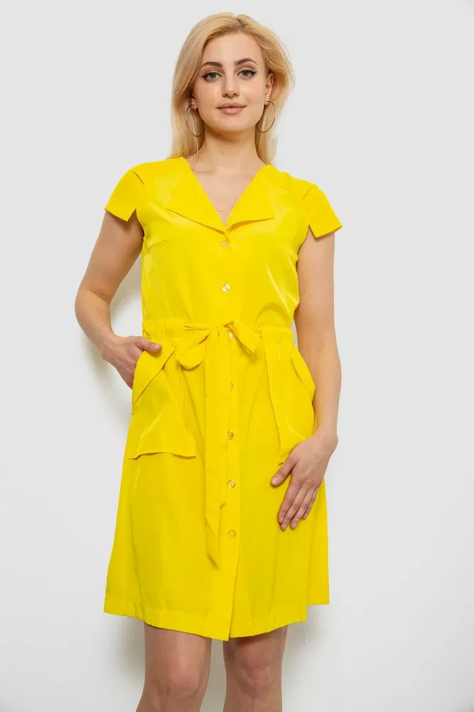 Купить Платье софт однотонное, цвет желтый, 230R028 - Фото №1
