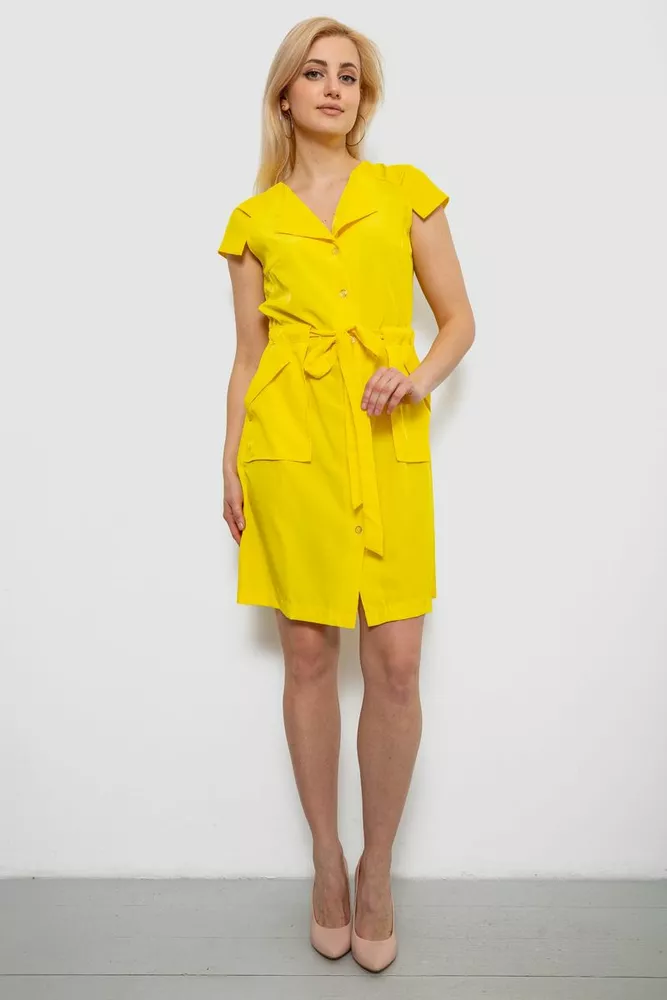 Купить Платье софт однотонное, цвет желтый, 230R028 - Фото №2