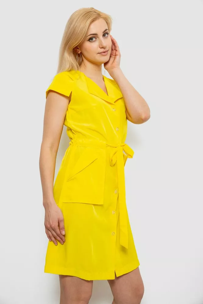Купить Платье софт однотонное, цвет желтый, 230R028 - Фото №3
