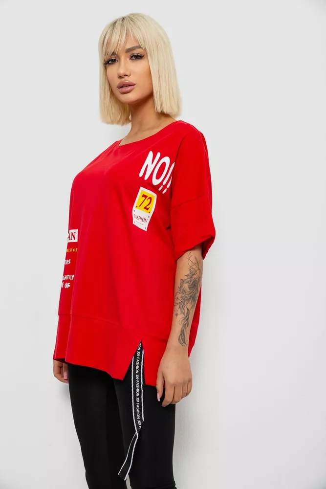 Купить Футболка женская с принтом, цвет красный, 244R2131 - Фото №3