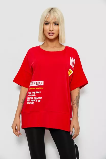 Футболка женская с принтом, цвет красный, 244R2131