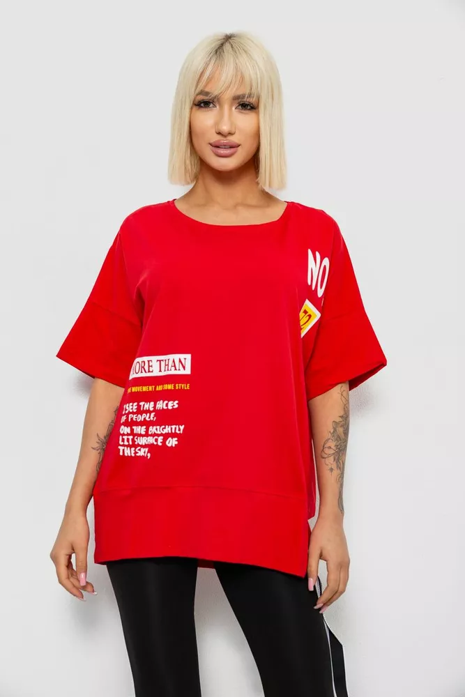 Купить Футболка женская с принтом, цвет красный, 244R2131 - Фото №1