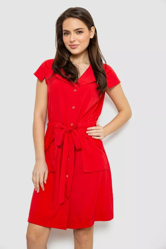 Купити Сукня софт однотонна, колір червоний, 230R028 - Фото №2