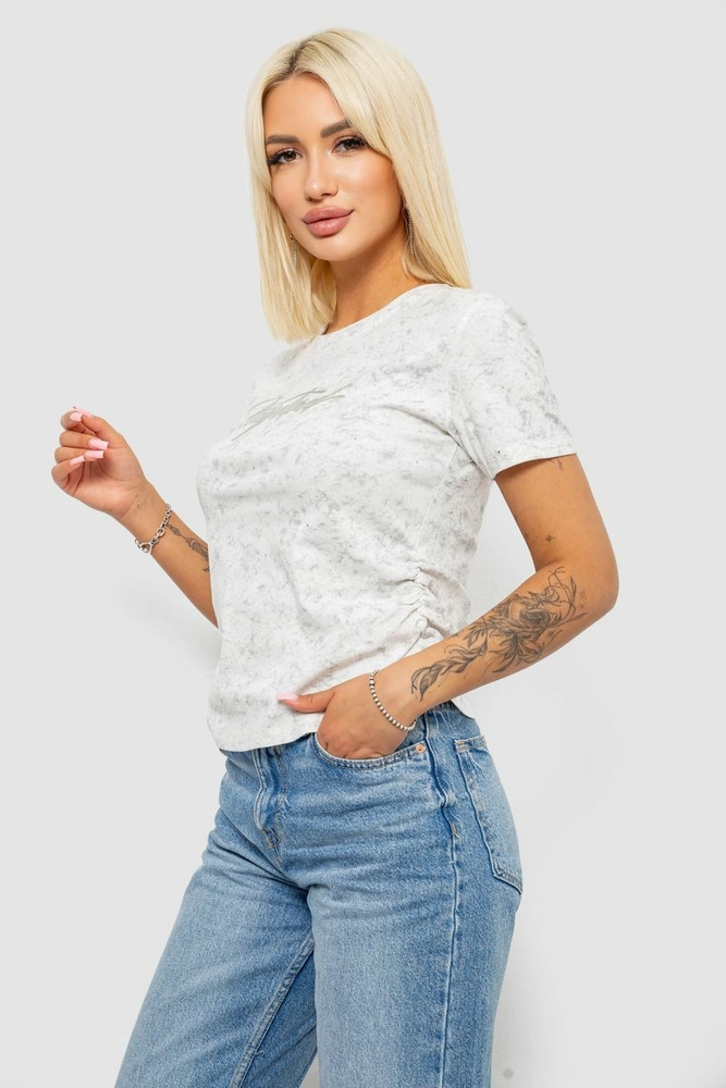 Купити Футболка жіноча з принтом, колір молочний, 221R3303 - Фото №3