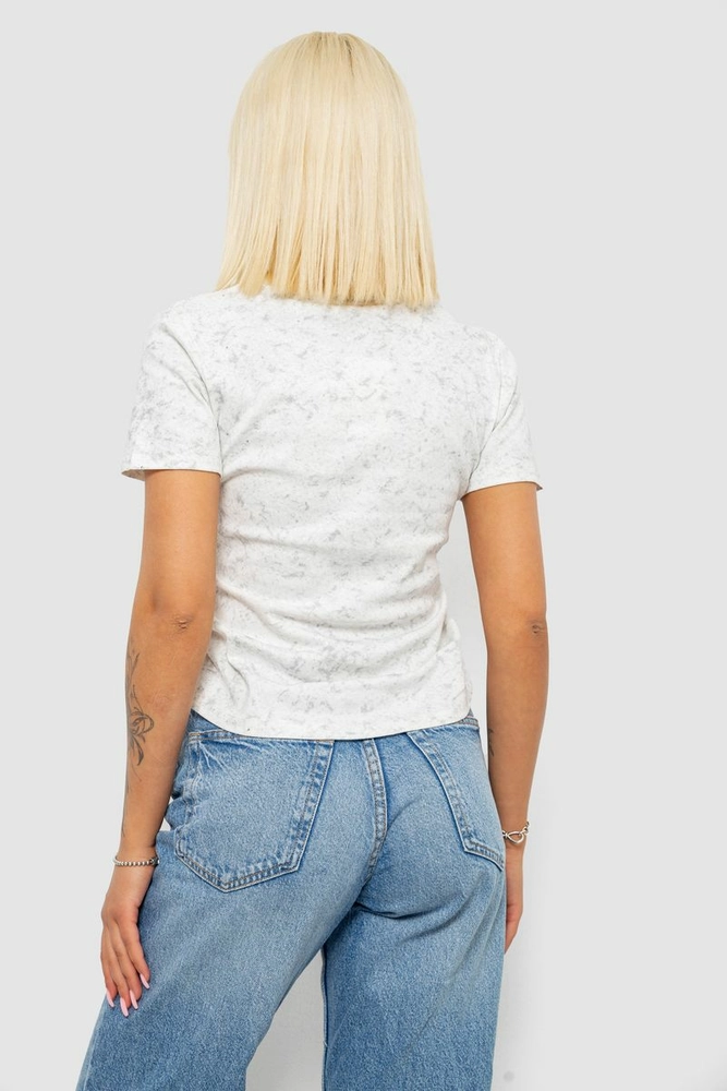 Купити Футболка жіноча з принтом, колір молочний, 221R3303 - Фото №4