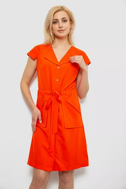 Платье софт однотонное, цвет оранжевый, 230R028