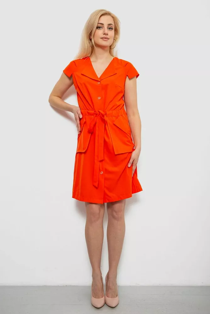 Купить Платье софт однотонное, цвет оранжевый, 230R028 - Фото №2