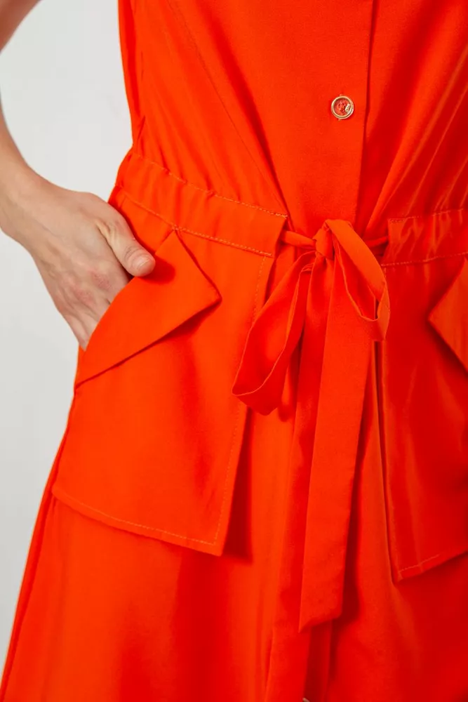 Купить Платье софт однотонное, цвет оранжевый, 230R028 - Фото №5
