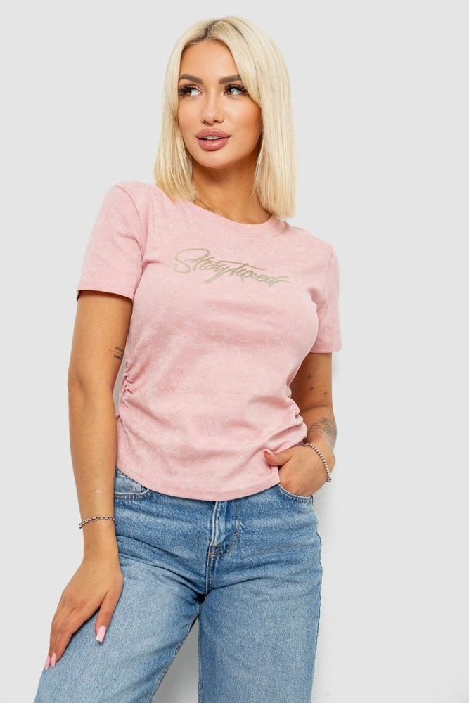 Купити Футболка жіноча з принтом, колір рожевий, 221R3303 - Фото №1